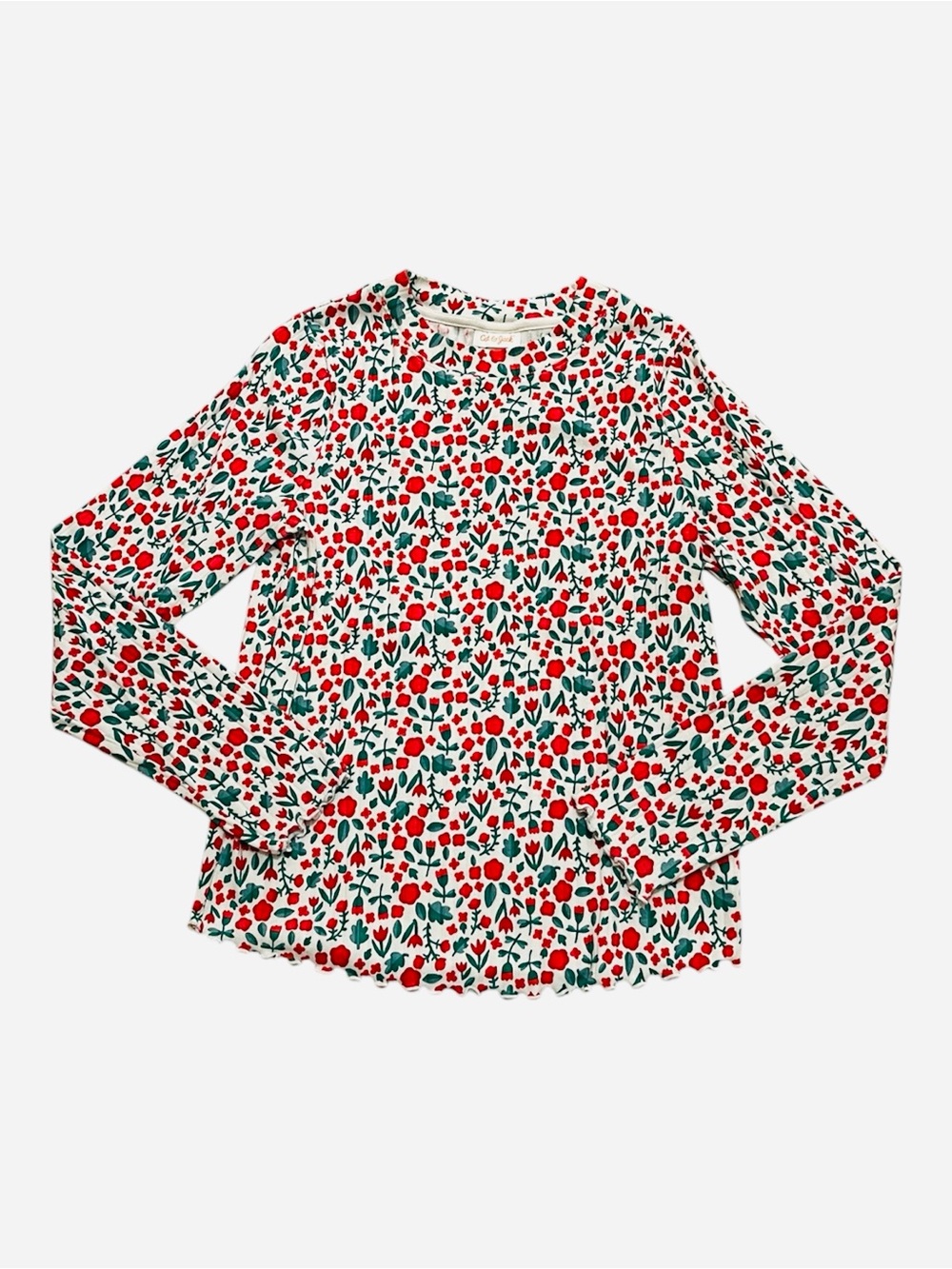 Cat & Jack XL(14/16) Ribbed Long Sleeve Tee Floral